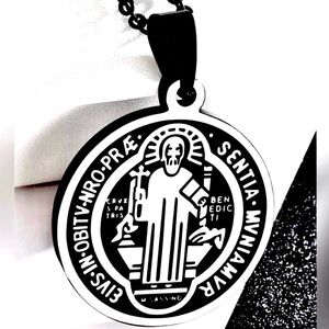 “Saint Benedict Medal” Black Stainless Steel Cross Protection Catholic Necklace